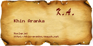 Khin Aranka névjegykártya